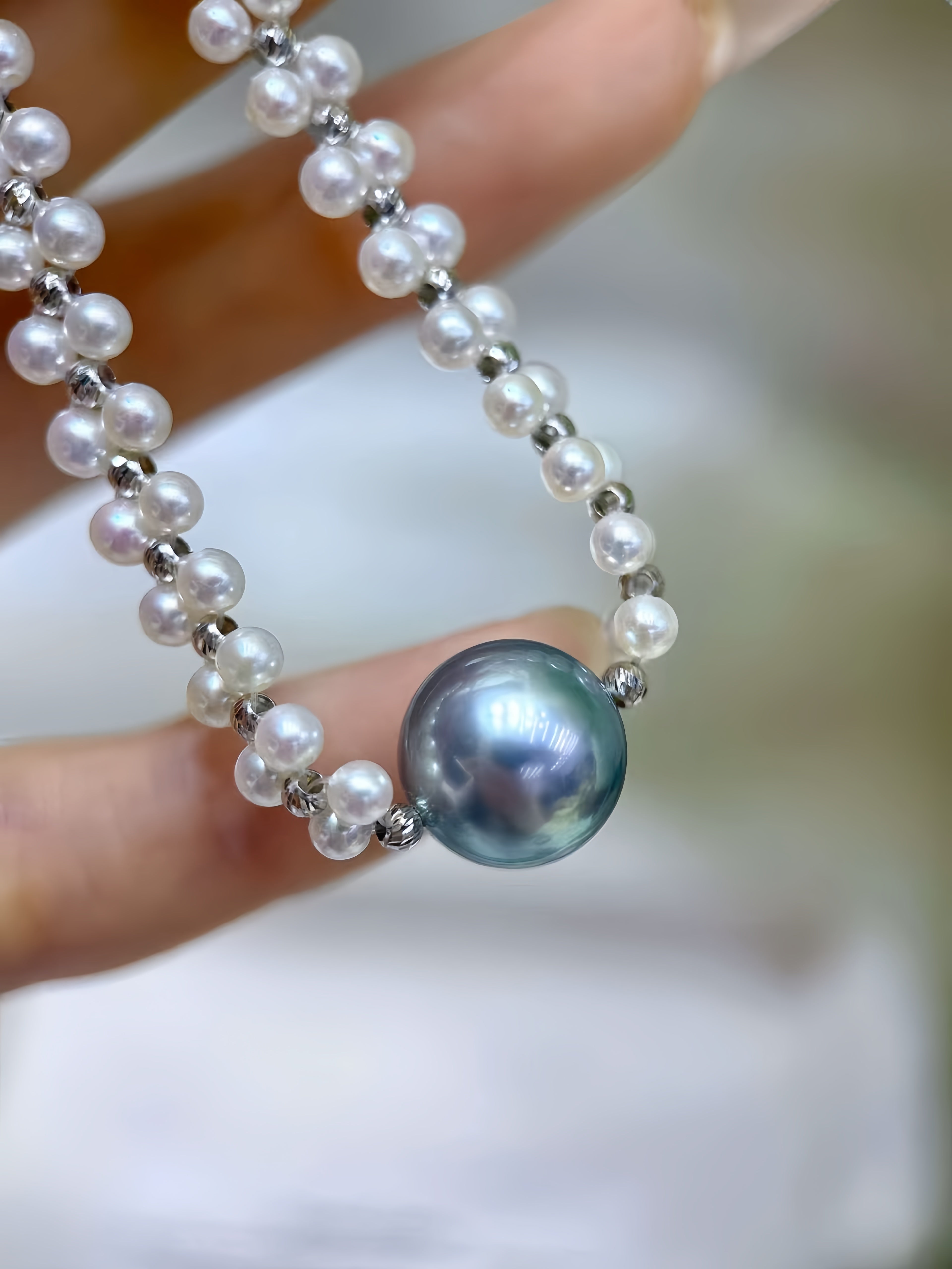3-4mm Freshwater Akoya&11-12mm Tahitian Pearl Bracelet/18K Gold B.01