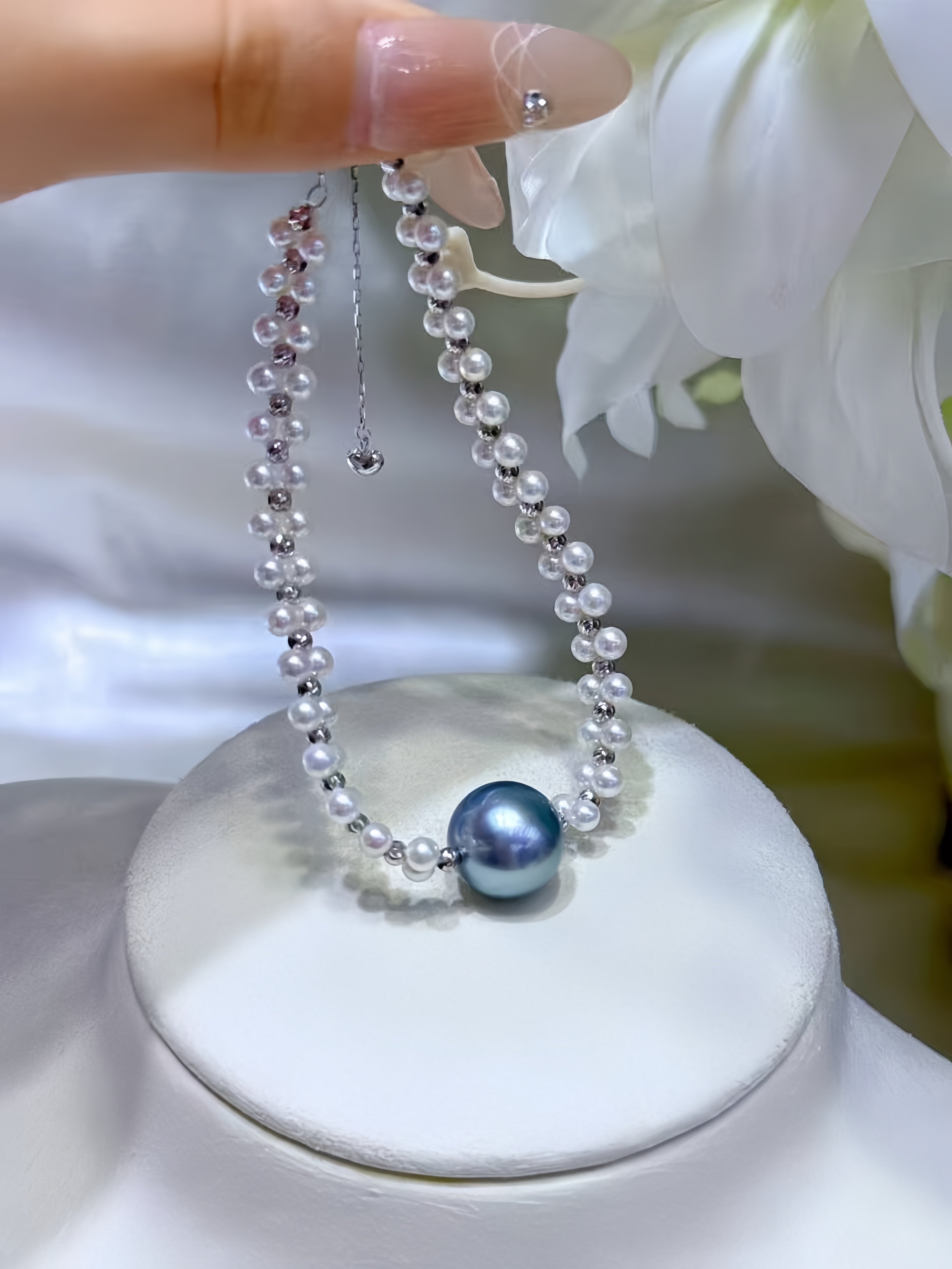 3-4mm Freshwater Akoya&11-12mm Tahitian Pearl Bracelet/18K Gold B.01