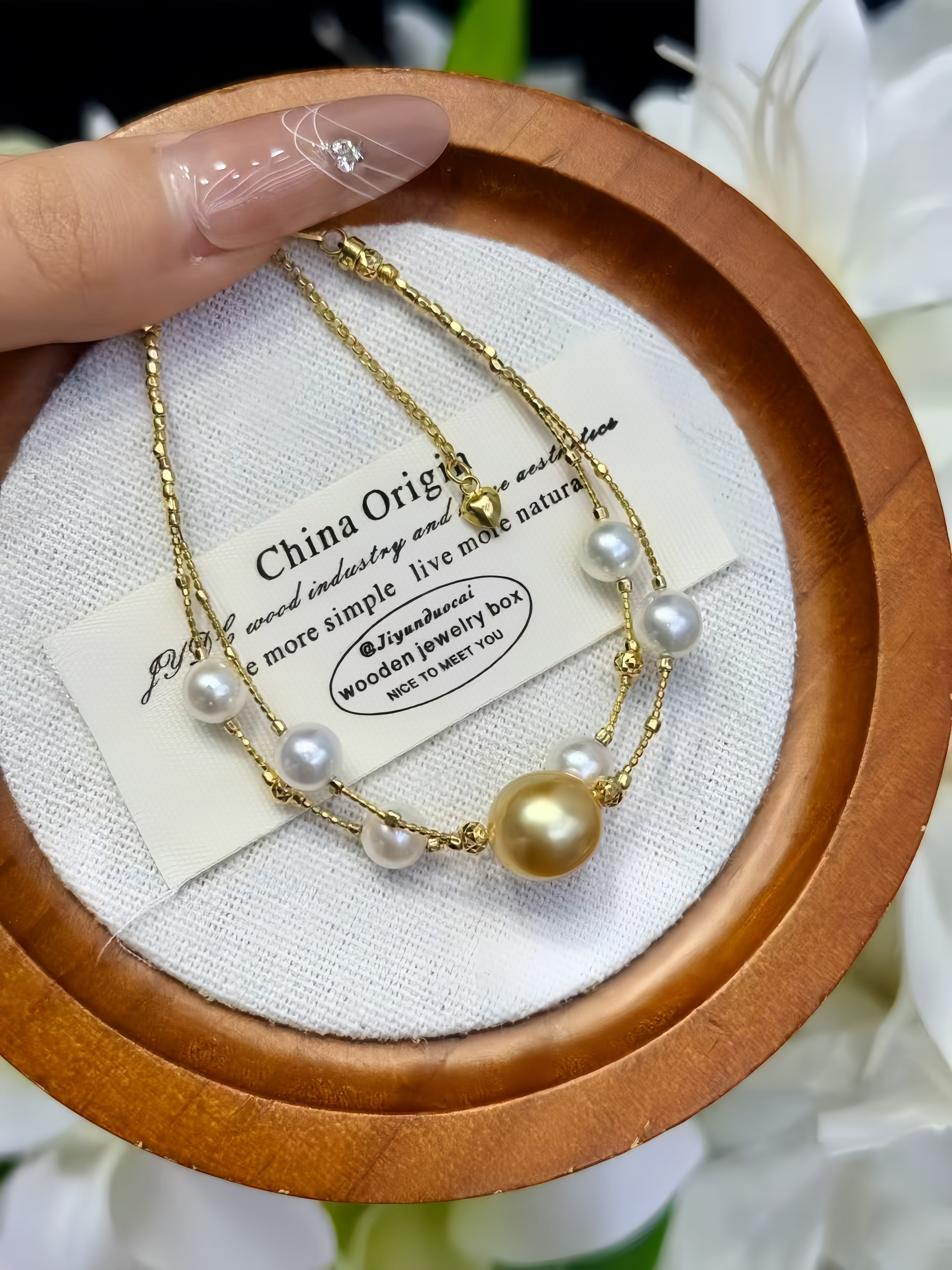 6mm Akoya&11mm South Sea Gold Pearl Bracelet B.01