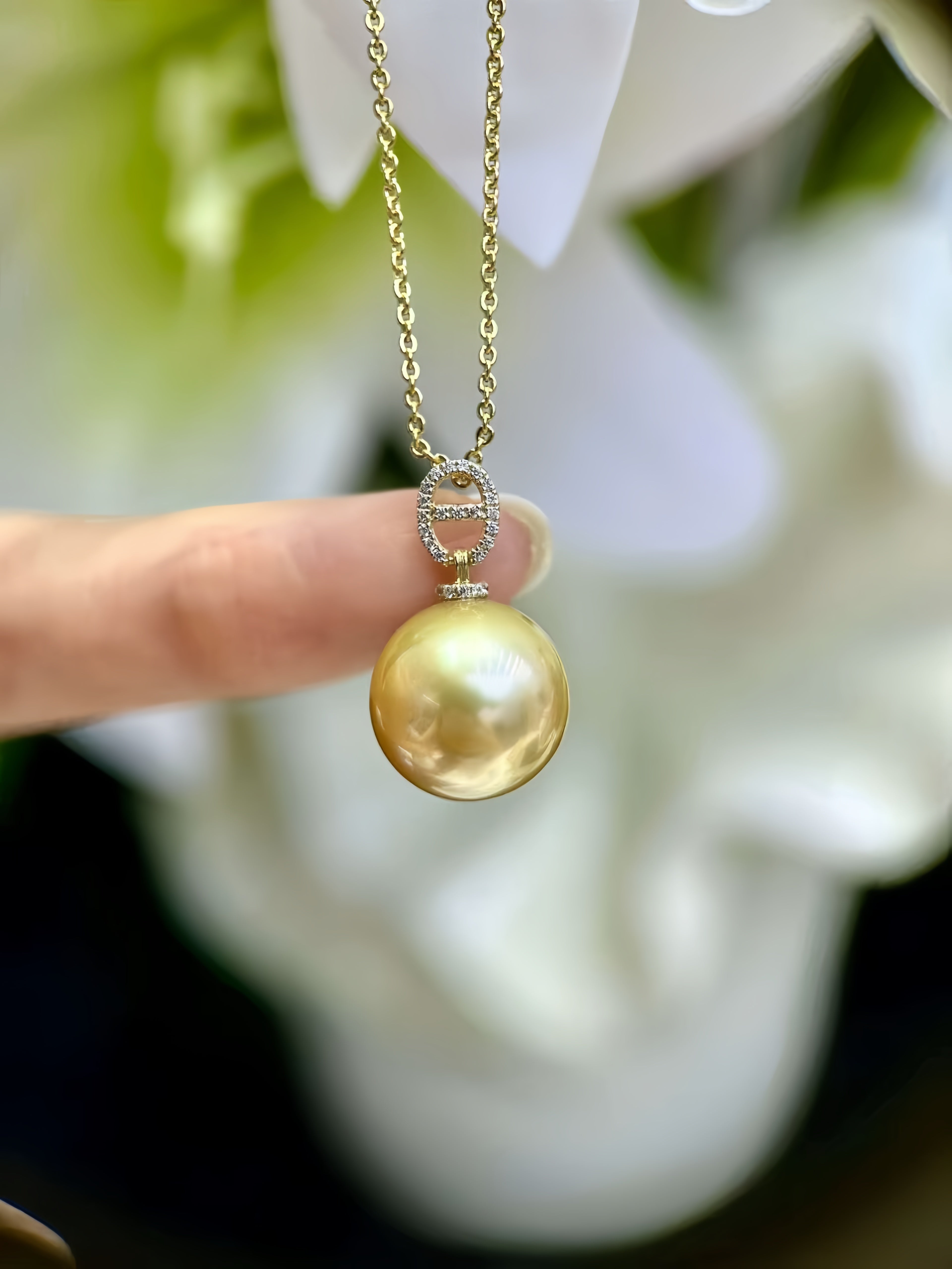 12-13mm South Sea Gold Pearl Pendant/18K Gold P.01
