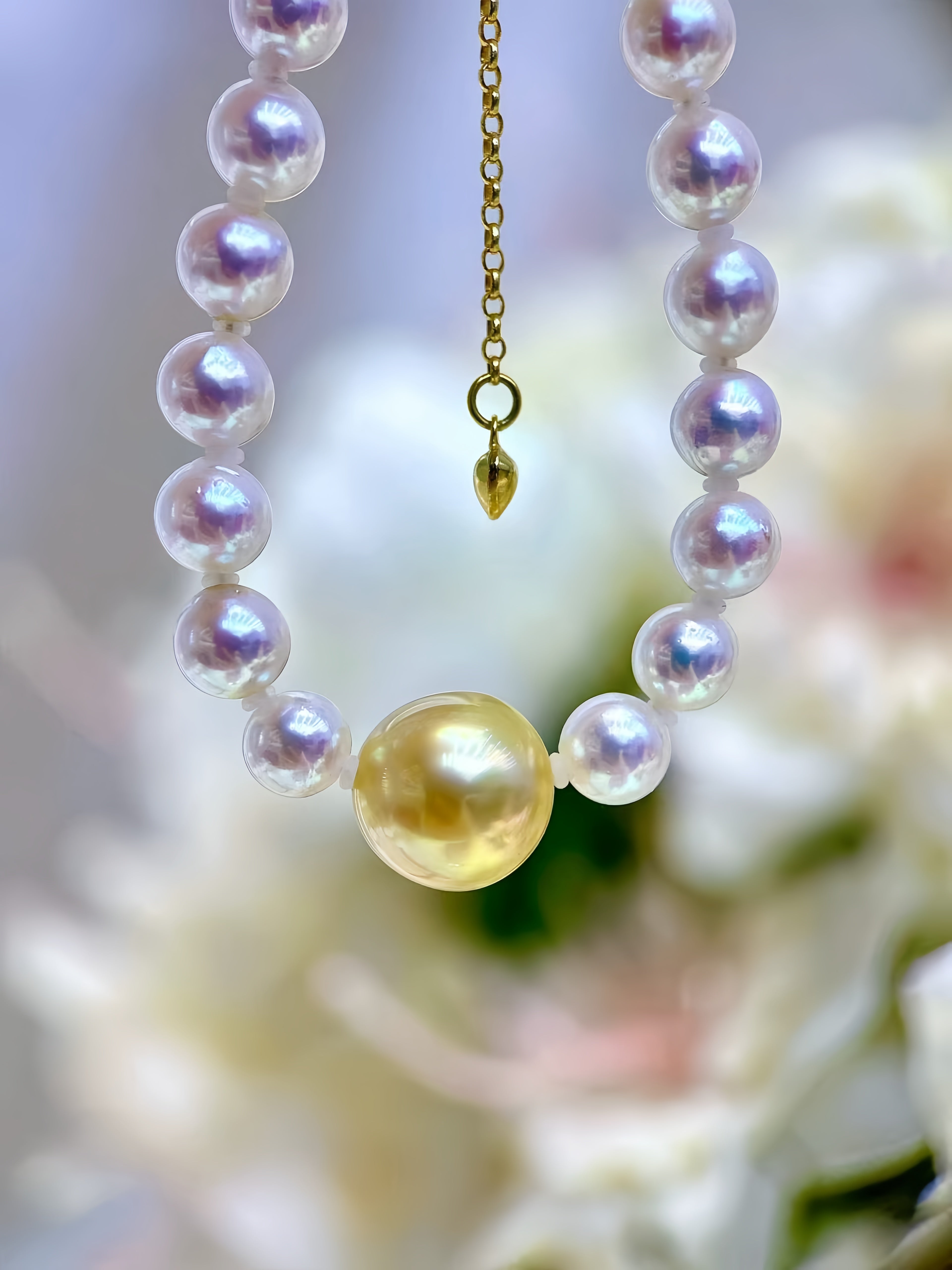 6-7mm akoya&11-12mm South Sea Gold Pearl Bracelet B.01